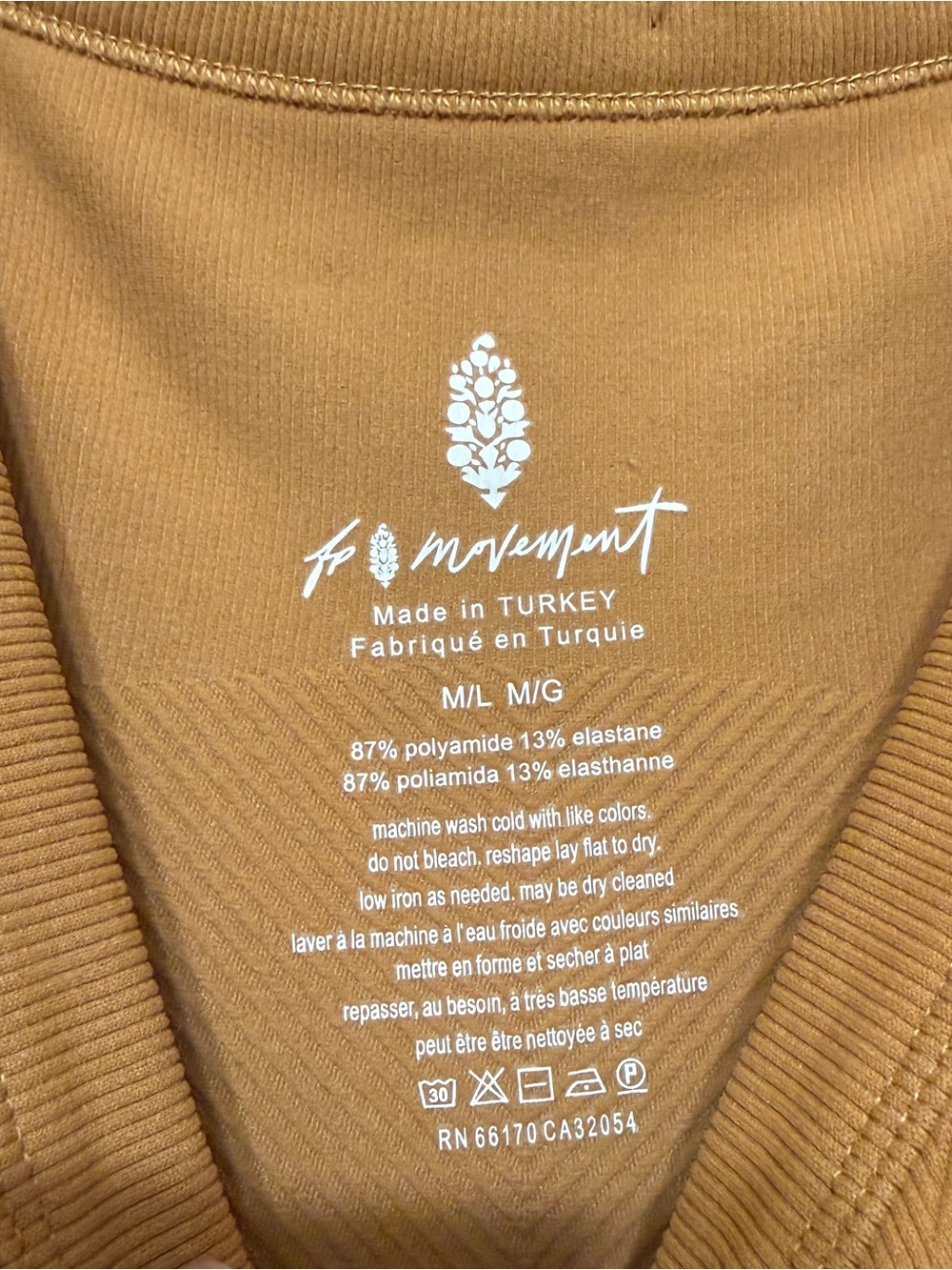 🦋 Free People| NWT FP Movement Ribbed Cropped Tank Top Camel M/L - Picture 7 of 7